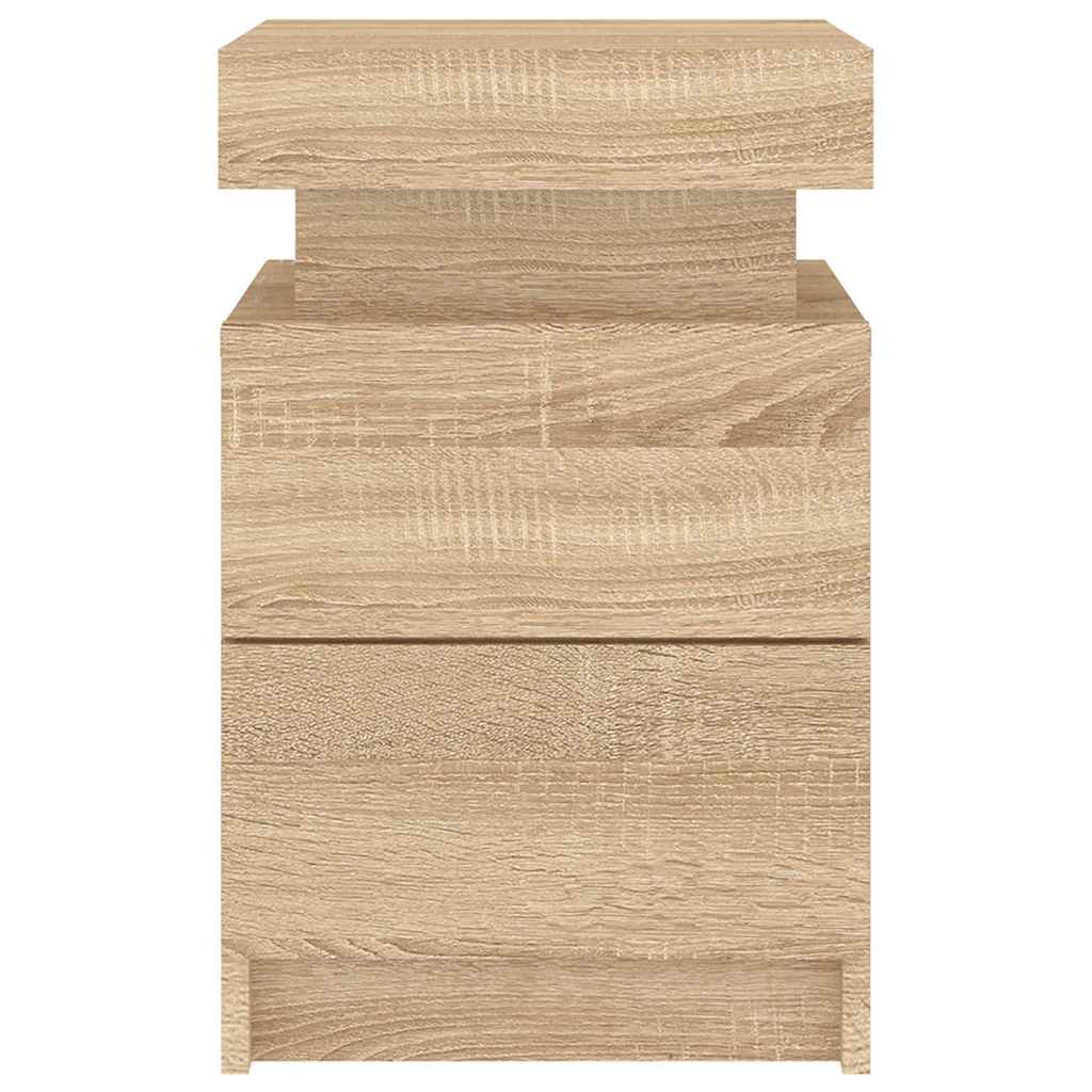 Nattbord med LED 2 stk sonoma eik 35x39x55 cm