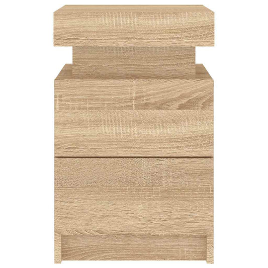 Nattbord med LED 2 stk sonoma eik 35x39x55 cm