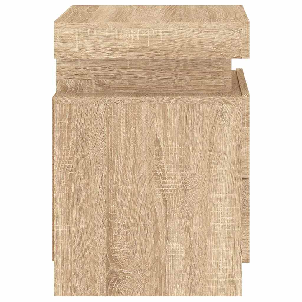 Nattbord med LED 2 stk sonoma eik 35x39x55 cm