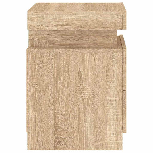 Nattbord med LED 2 stk sonoma eik 35x39x55 cm