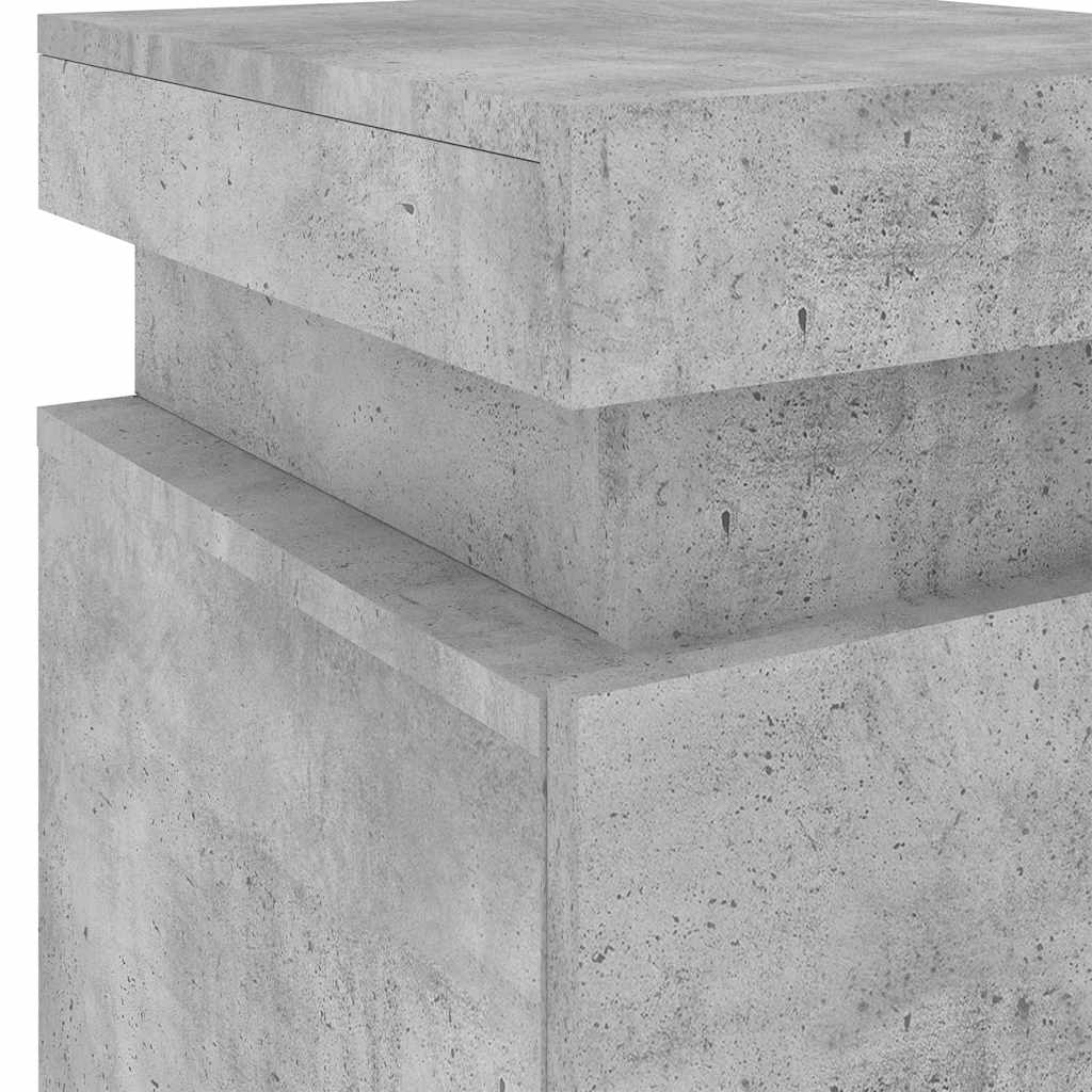 Nattbord med LED 2 stk betonggrå 35x39x55 cm