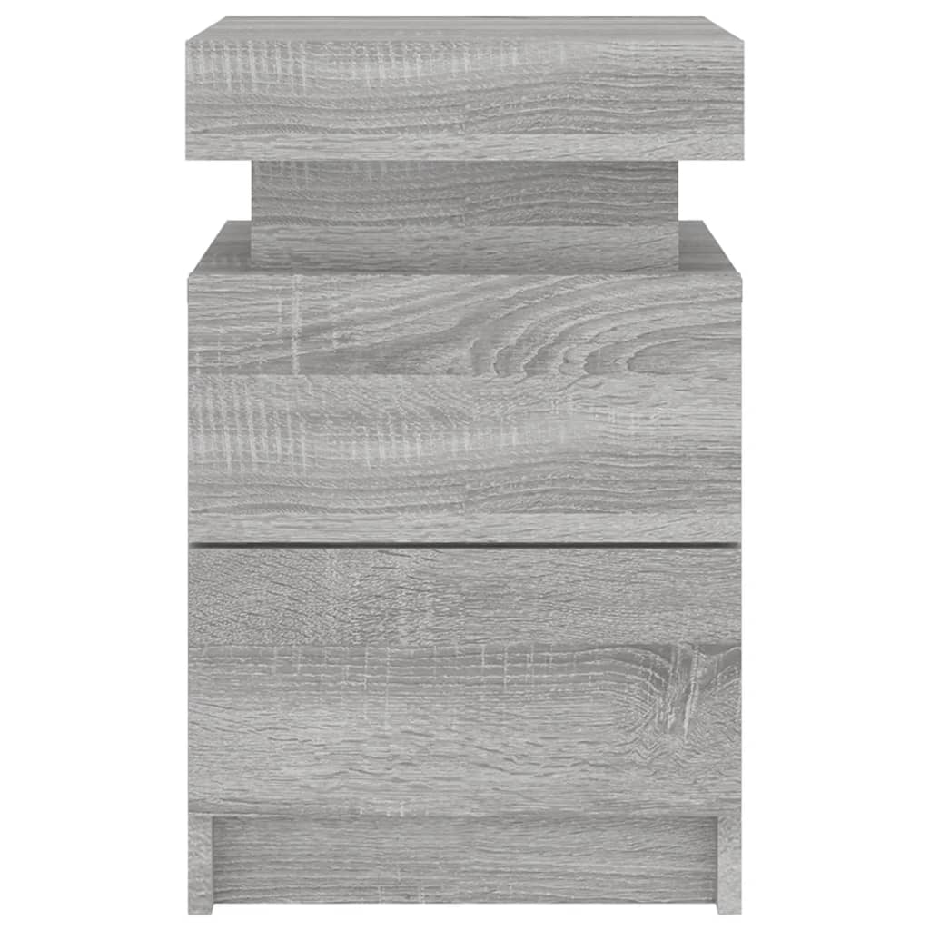 Nattbord med LED 2 stk grå sonoma 35x39x55 cm