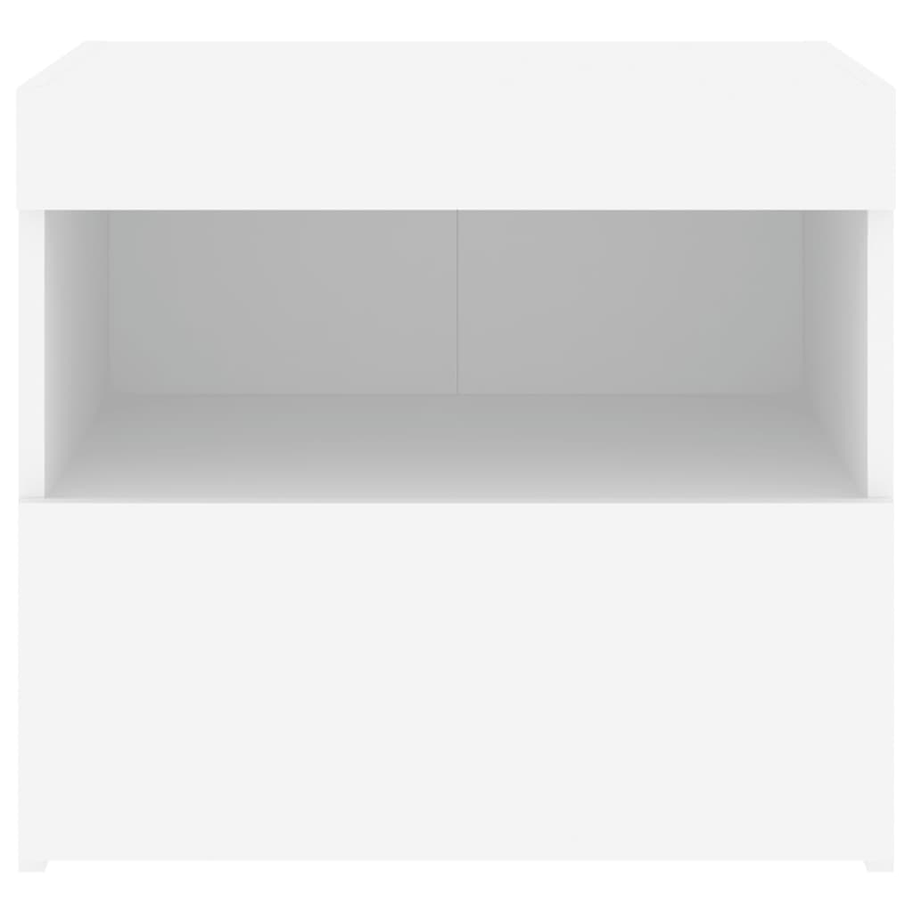 Nattbord med LED hvit 50x40x45 cm
