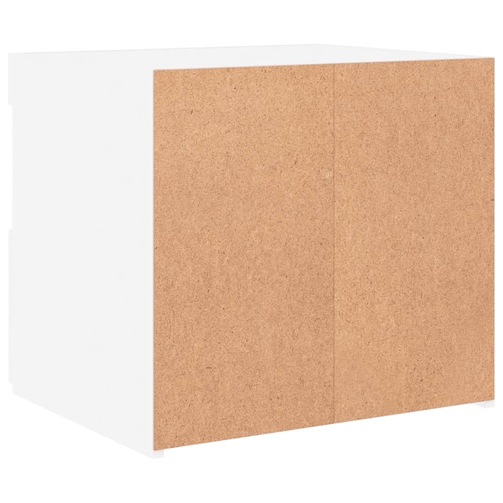 Nattbord med LED hvit 50x40x45 cm