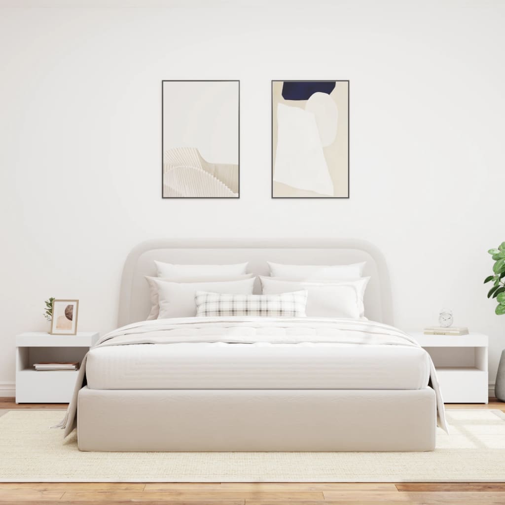 Nattbord med LED 2 stk hvit 50x40x45 cm