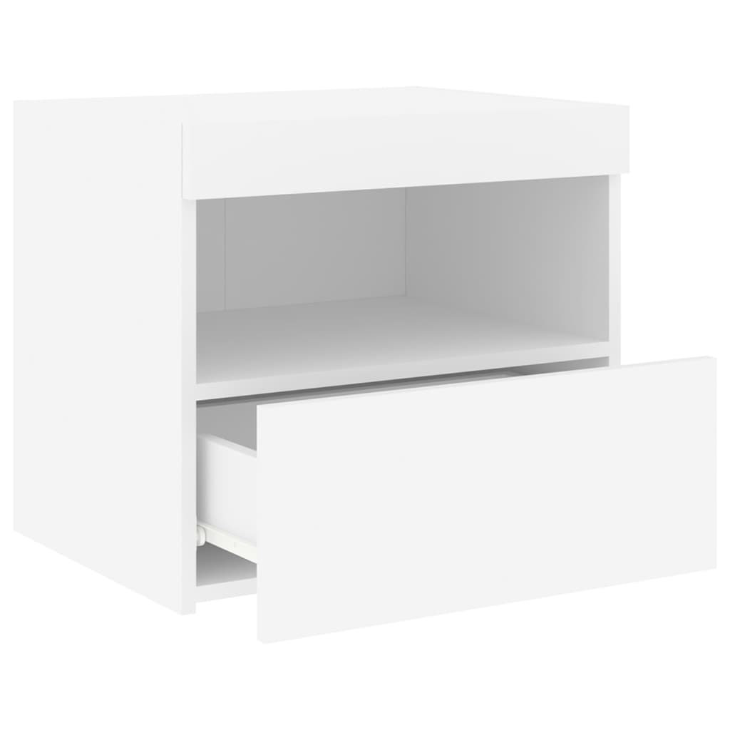 Nattbord med LED 2 stk hvit 50x40x45 cm