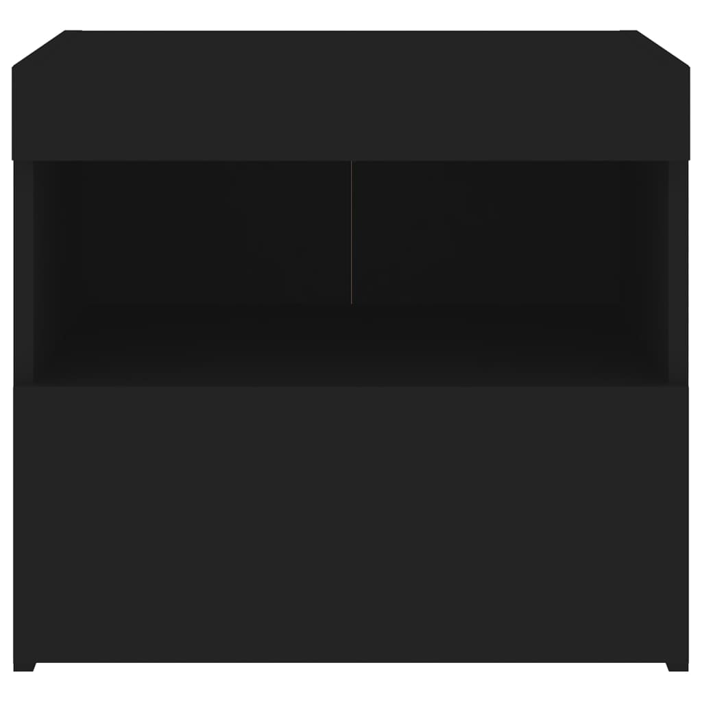 Nattbord med LED svart 50x40x45 cm