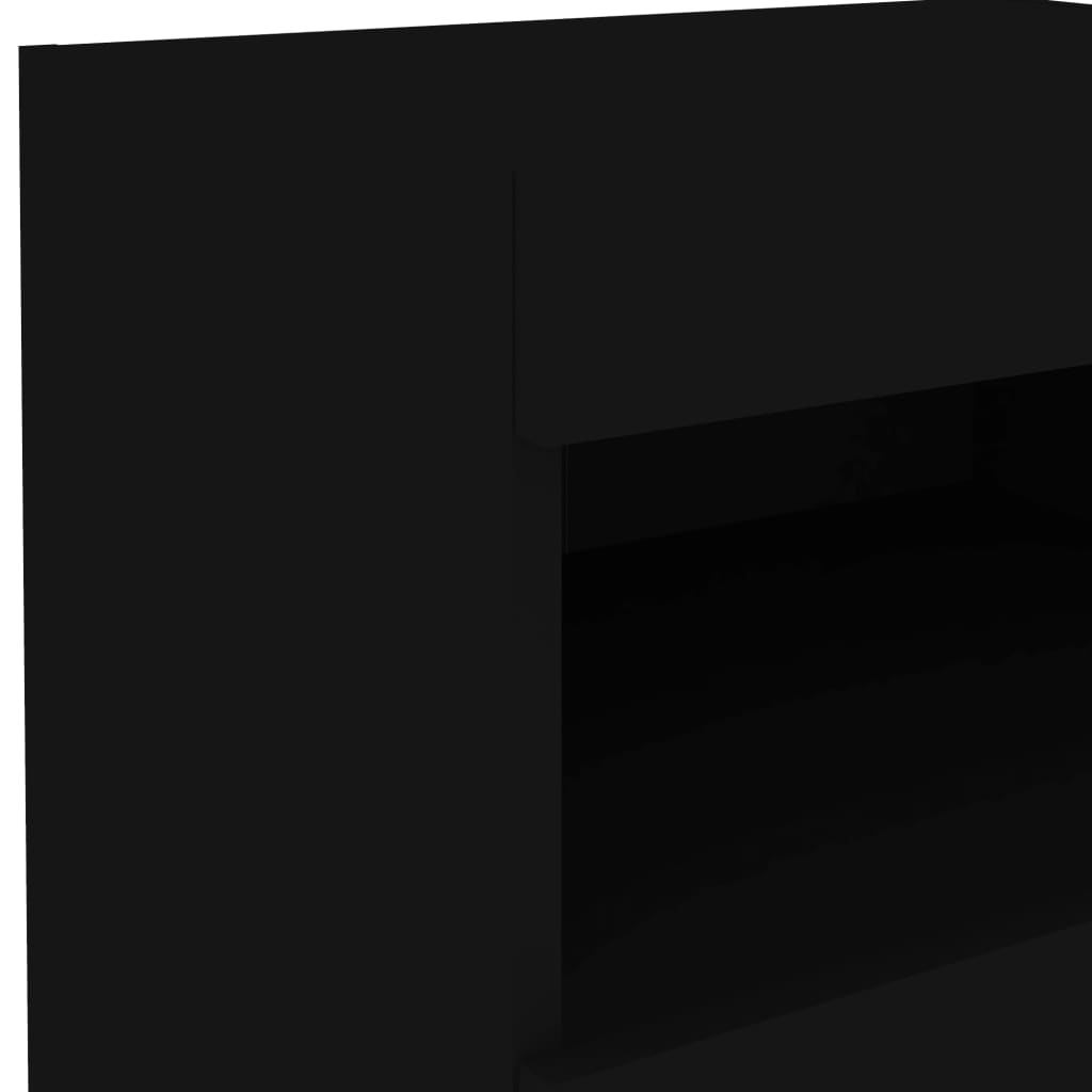 Nattbord med LED svart 50x40x45 cm