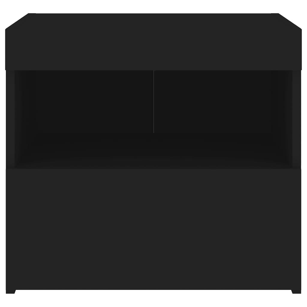 Nattbord med LED 2 stk svart 50x40x45 cm