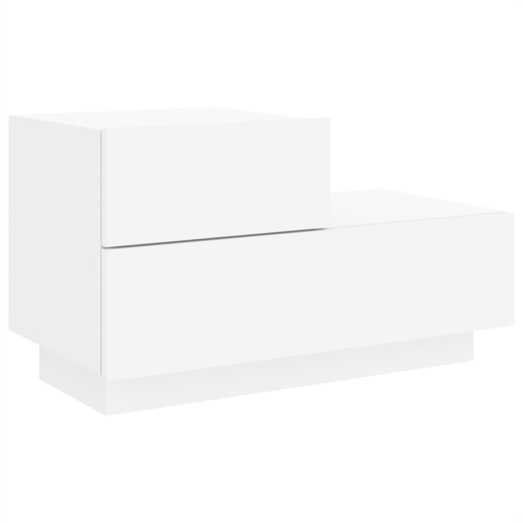 Nattbord med LED hvit 70x36x40,5 cm