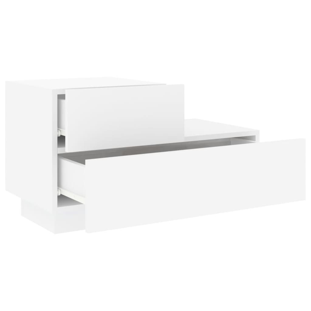 Nattbord med LED hvit 70x36x40,5 cm