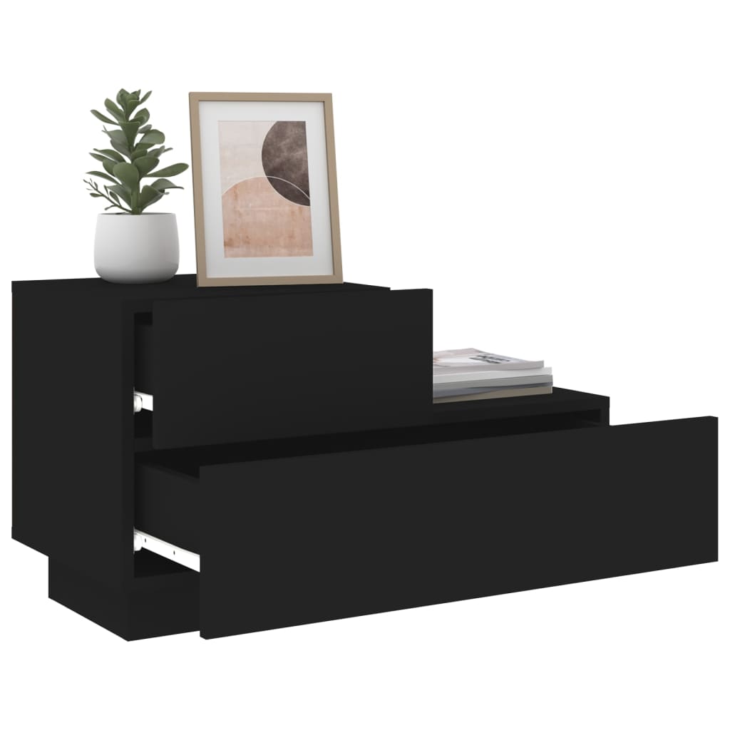 Nattbord med LED svart 70x36x40,5 cm