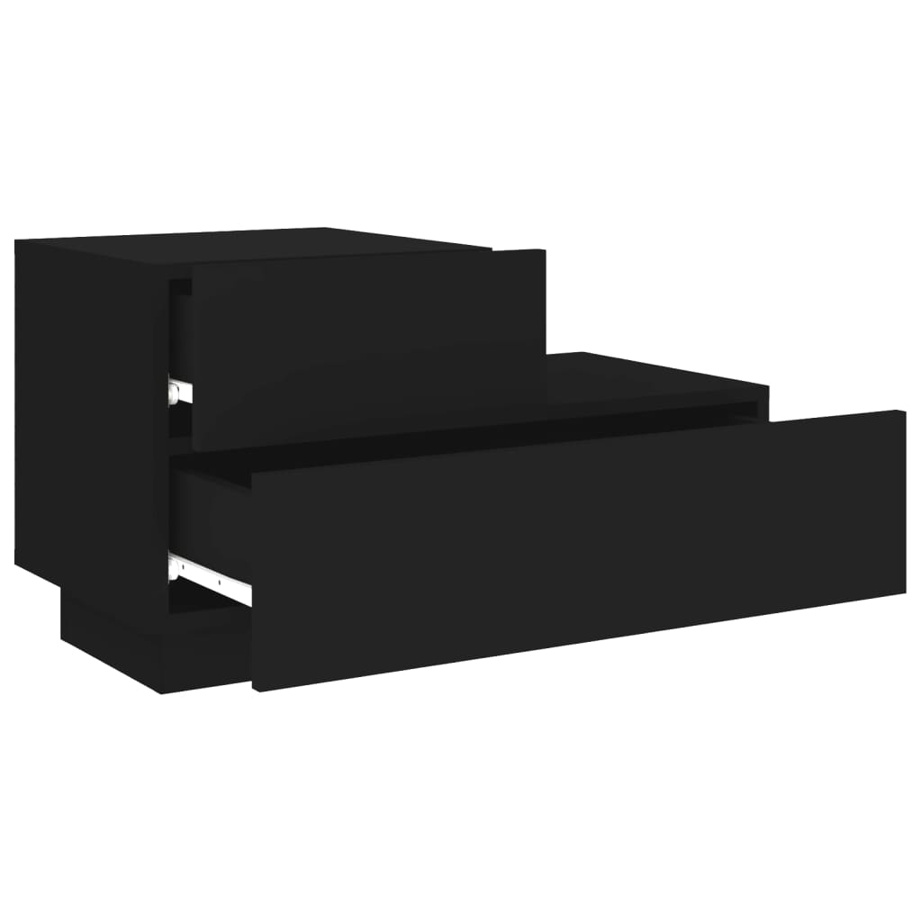 Nattbord med LED svart 70x36x40,5 cm
