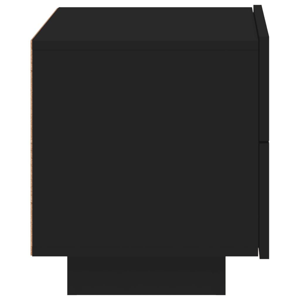 Nattbord med LED svart 70x36x40,5 cm