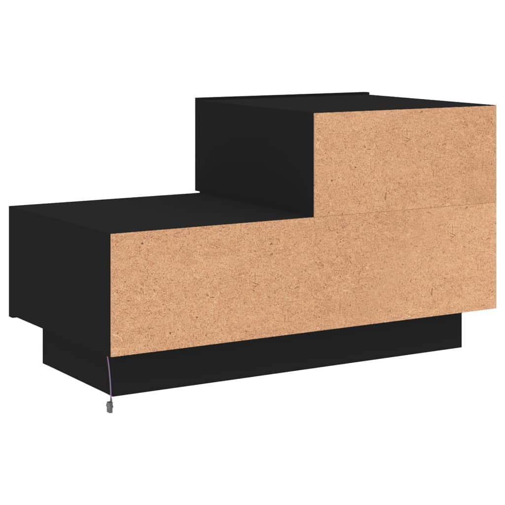 Nattbord med LED svart 70x36x40,5 cm