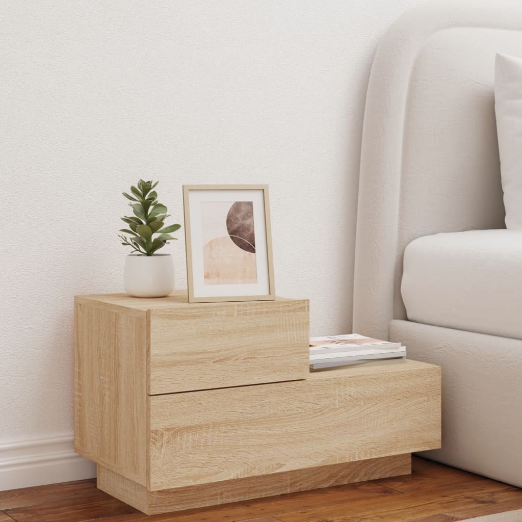 Nattbord med LED sonoma eik 70x36x40,5 cm