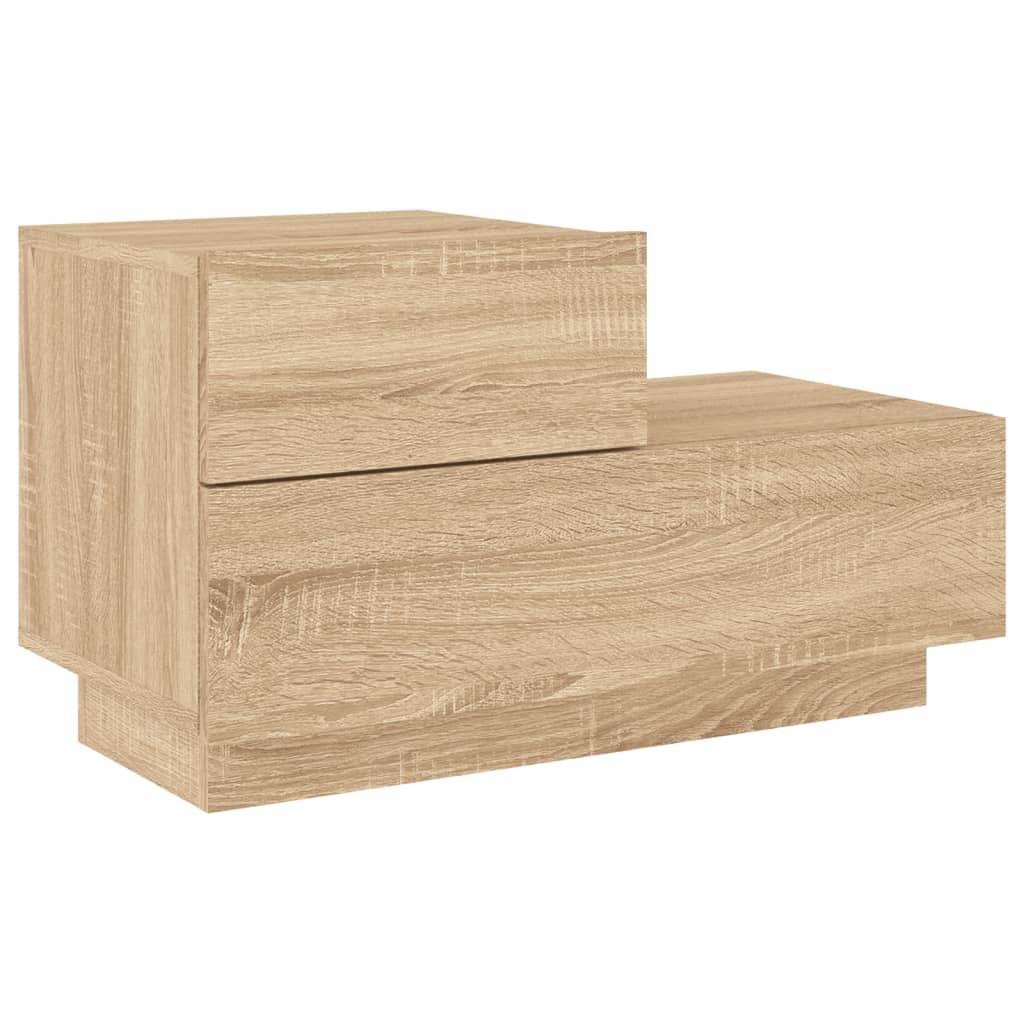 Nattbord med LED sonoma eik 70x36x40,5 cm