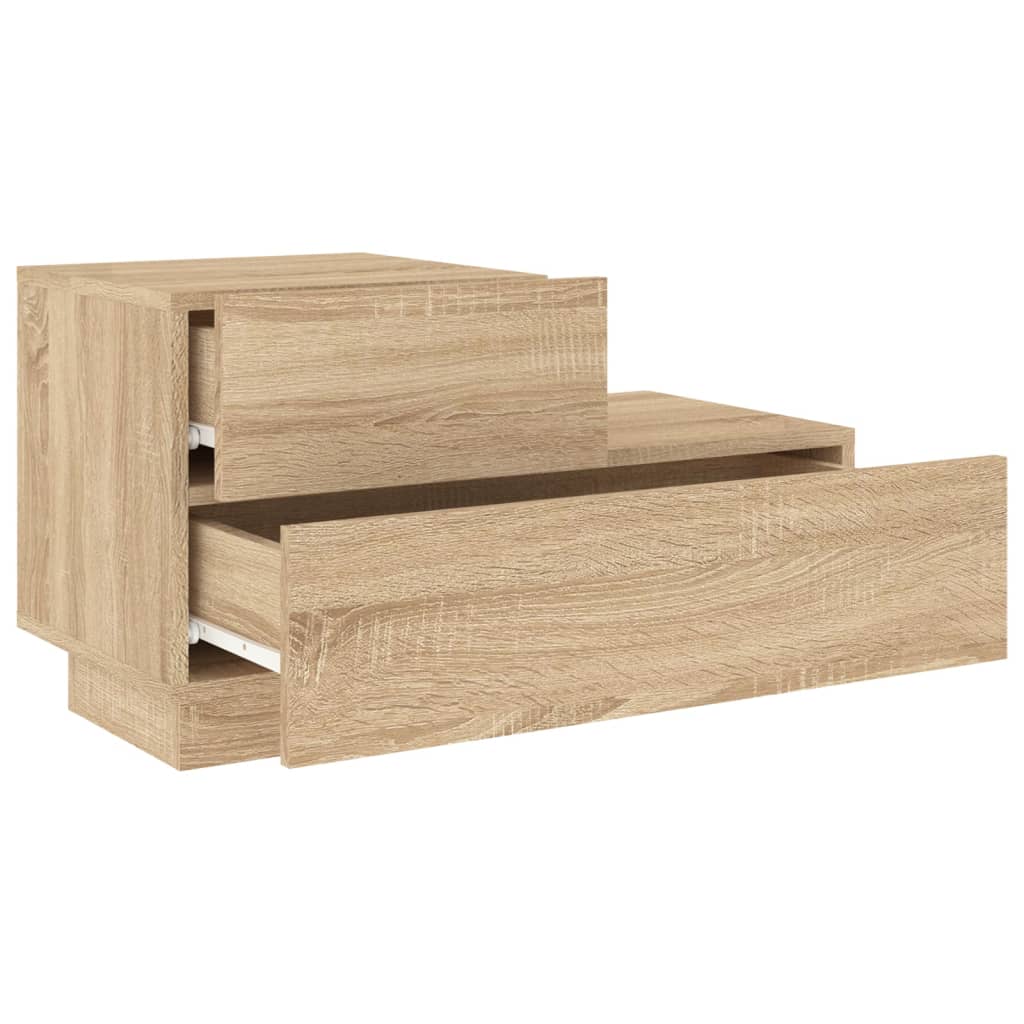 Nattbord med LED sonoma eik 70x36x40,5 cm