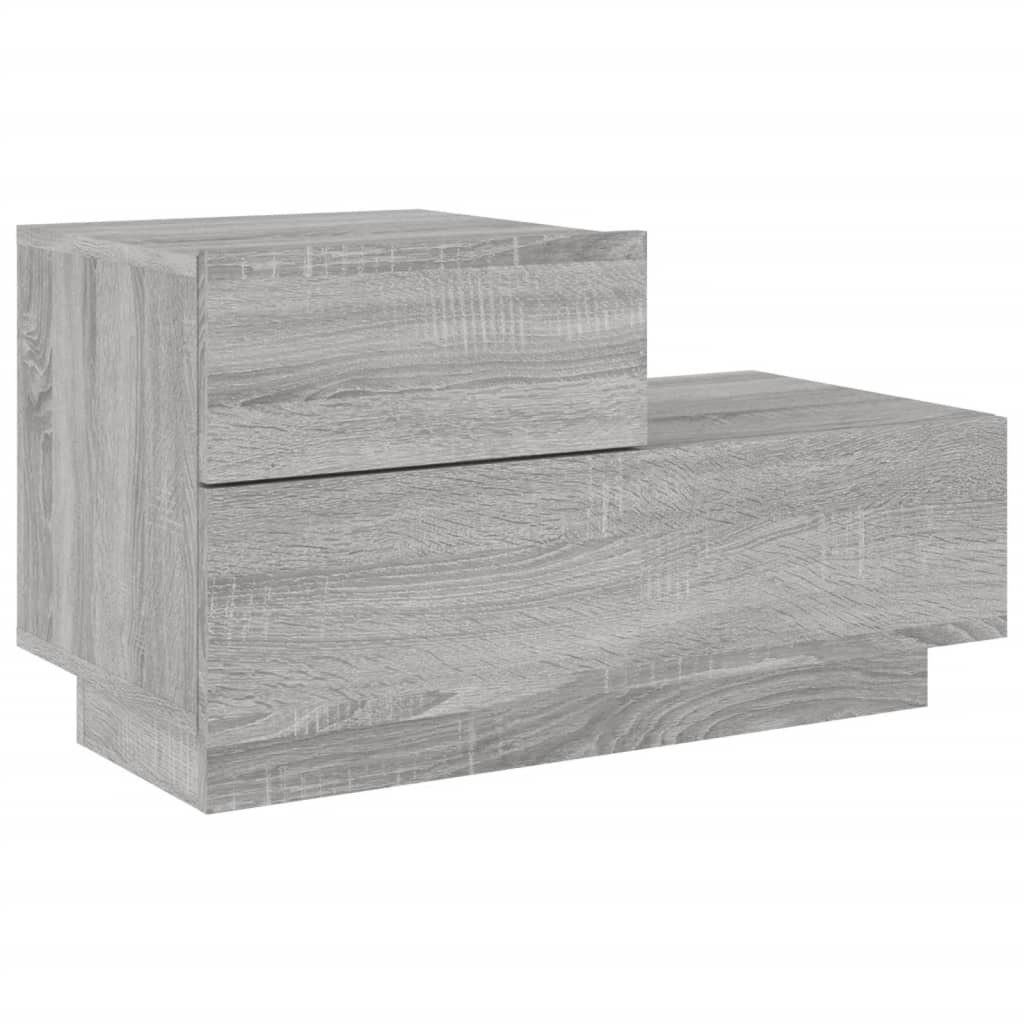 Nattbord med LED grå sonoma 70x36x40,5 cm