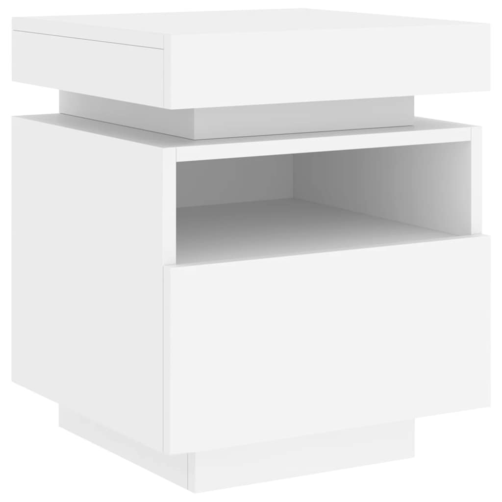 Nattbord med LED 2 stk hvit 40x39x48,5 cm
