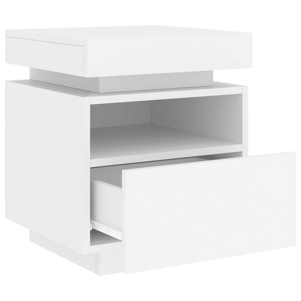 Nattbord med LED 2 stk hvit 40x39x48,5 cm