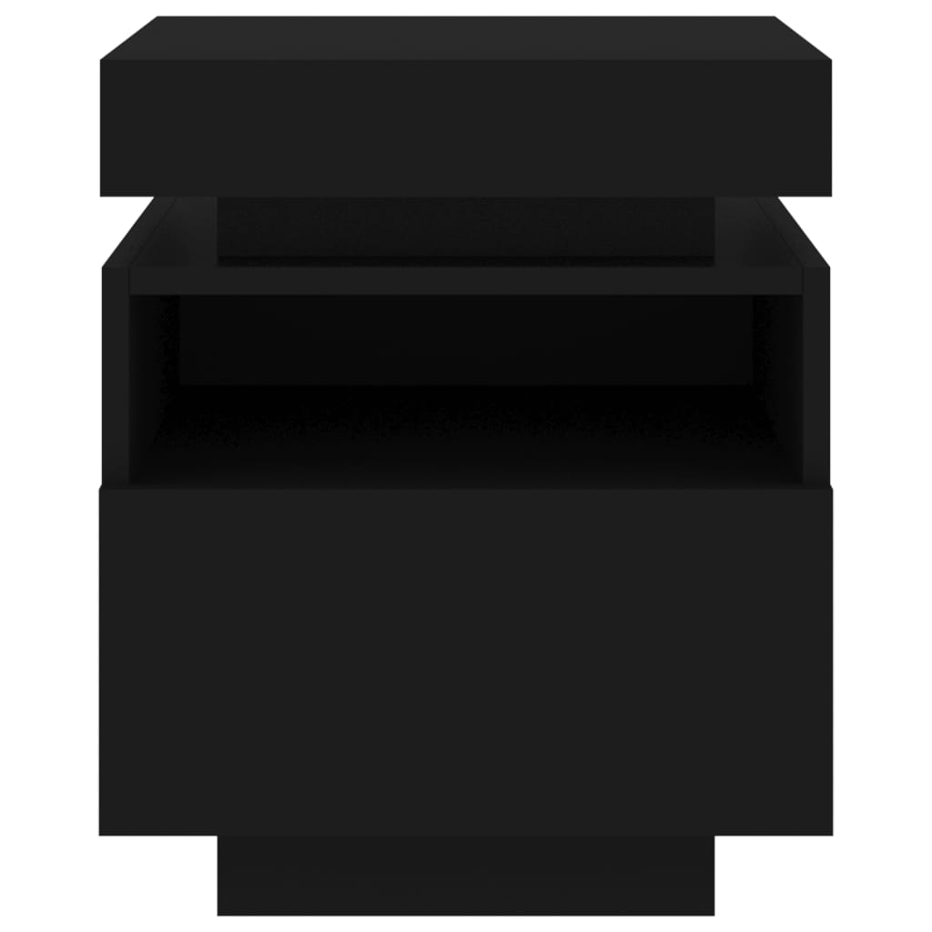 Nattbord med LED 2 stk svart 40x39x48,5 cm