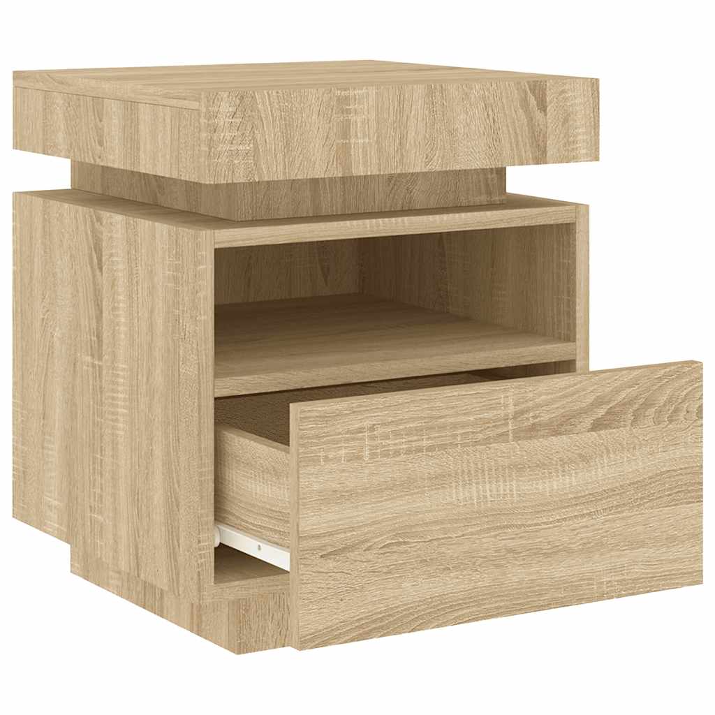 Nattbord med LED sonoma eik 40x39x48,5 cm