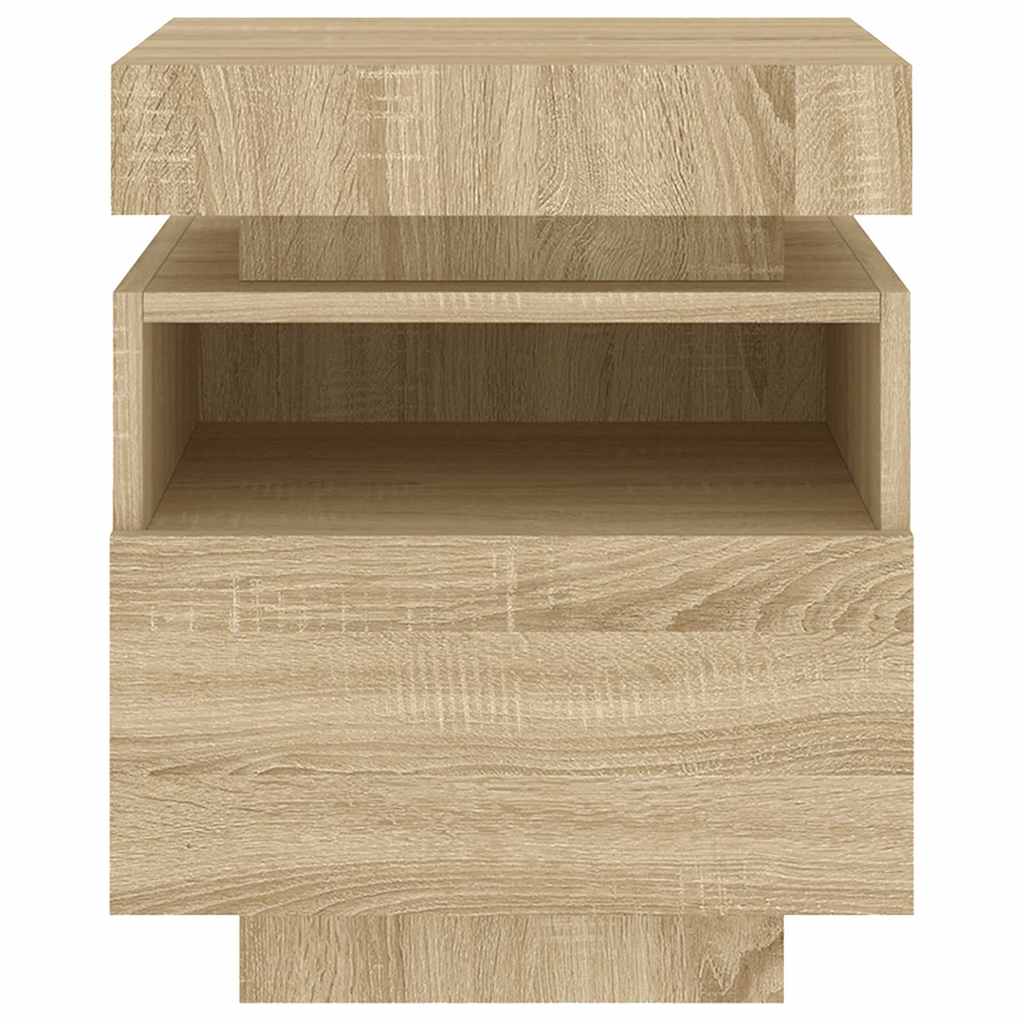 Nattbord med LED sonoma eik 40x39x48,5 cm