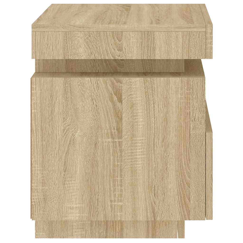 Nattbord med LED sonoma eik 40x39x48,5 cm