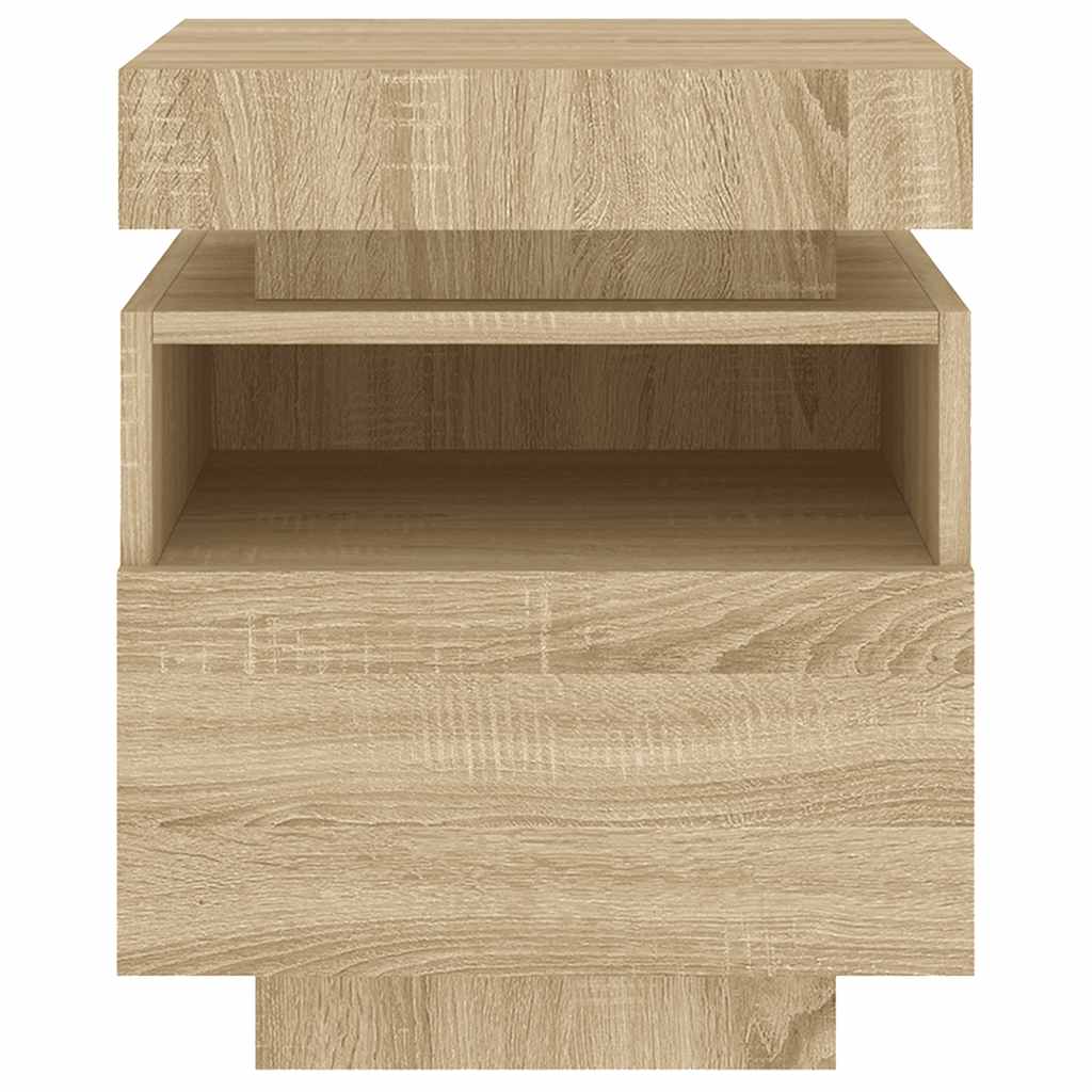 Nattbord med LED 2 stk sonoma eik 40x39x48,5 cm