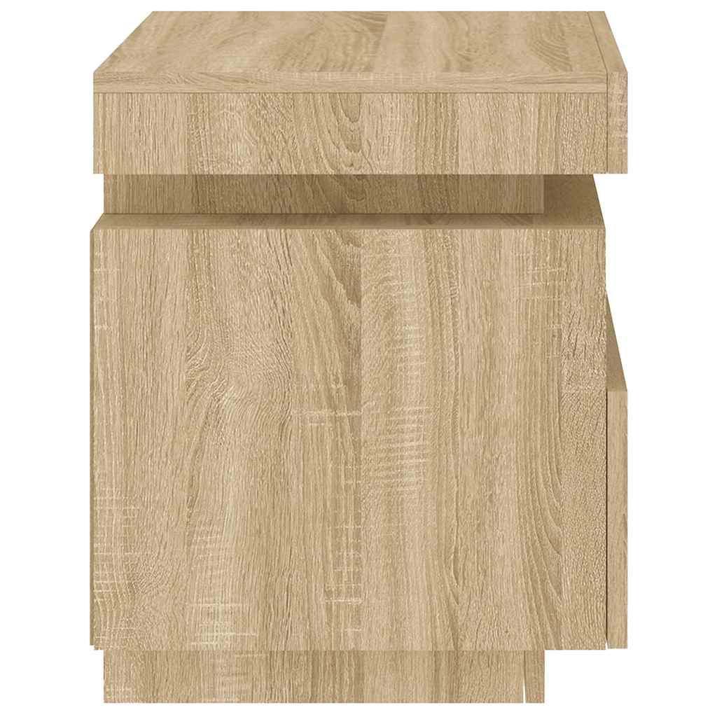 Nattbord med LED 2 stk sonoma eik 40x39x48,5 cm