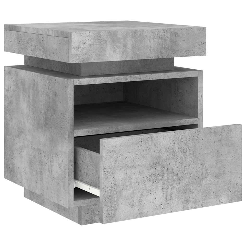 Nattbord med LED 2 stk betonggrå 40x39x48,5 cm