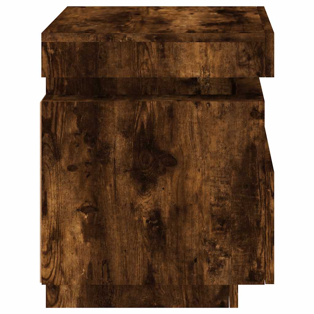 Nattbord med LED 2 stk røkt eik 40x39x48,5 cm