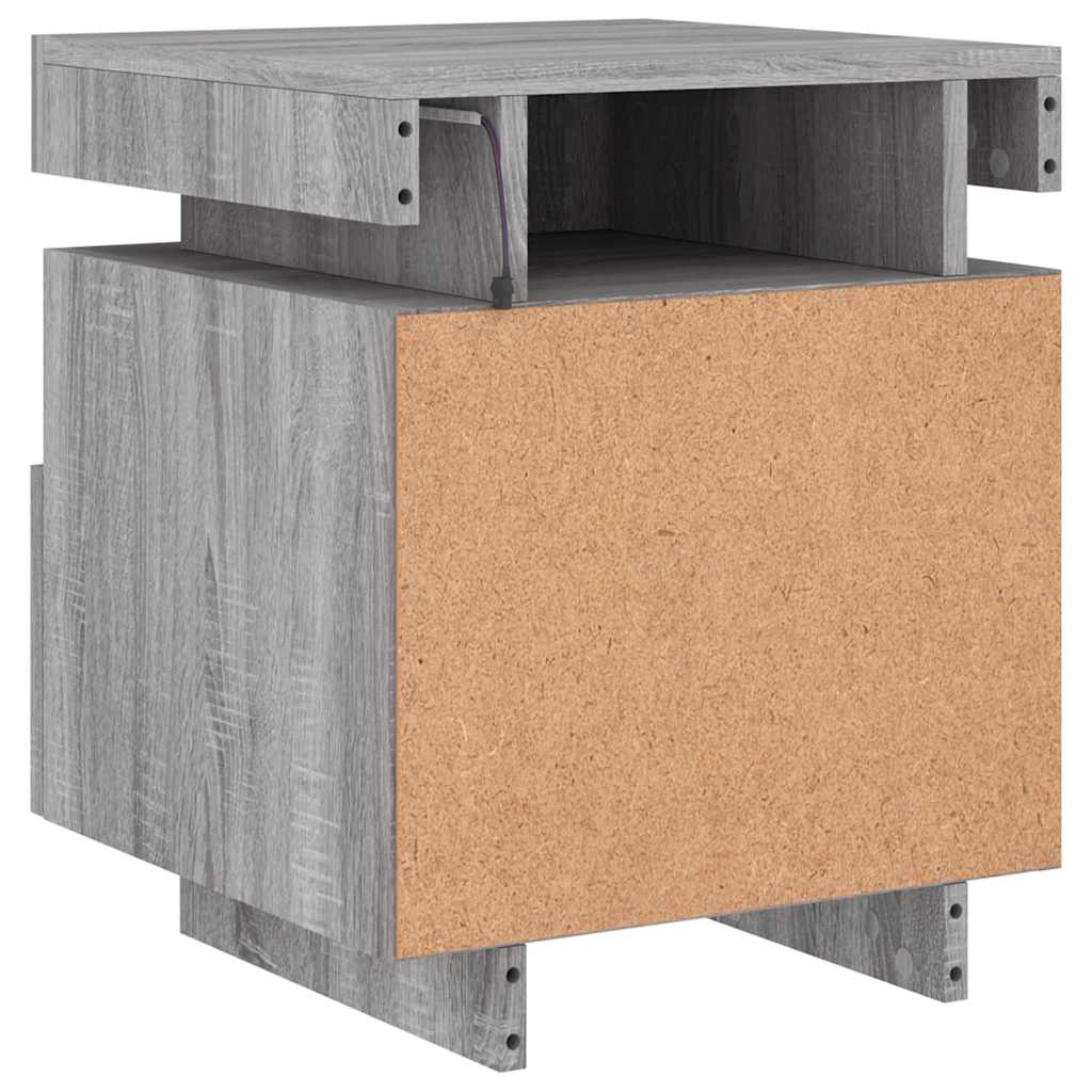 Nattbord med LED grå sonoma 40x39x48,5 cm