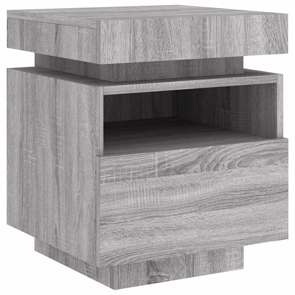 Nattbord med LED 2 stk grå sonoma 40x39x48,5 cm