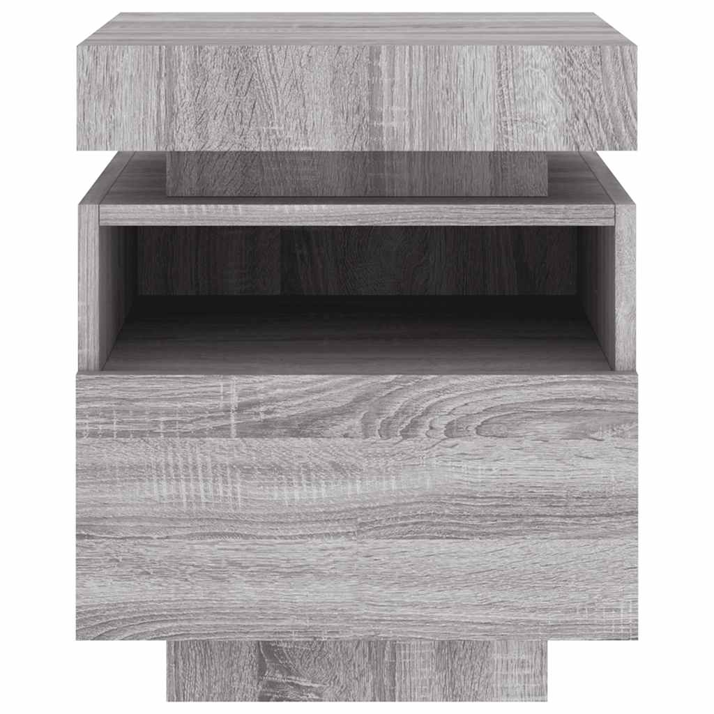Nattbord med LED 2 stk grå sonoma 40x39x48,5 cm