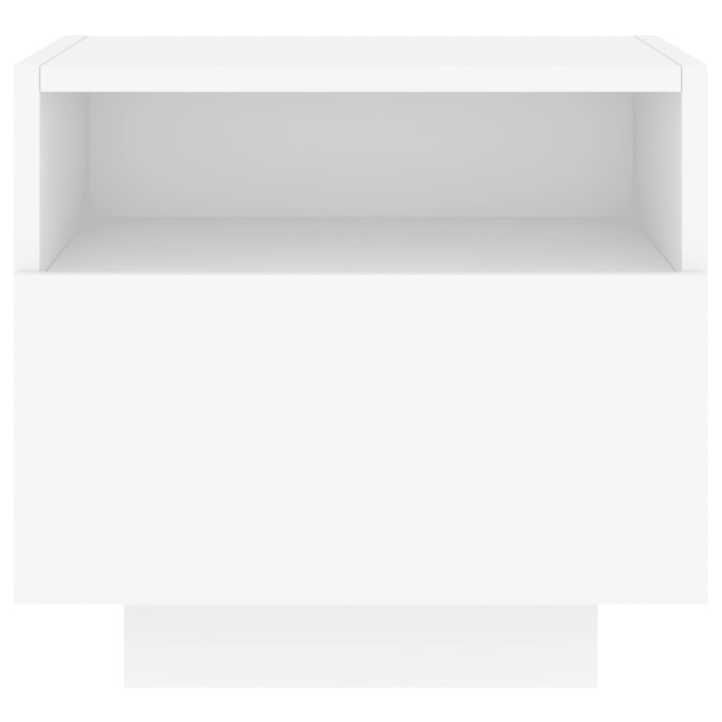 Nattbord med LED hvit 40x39x37 cm