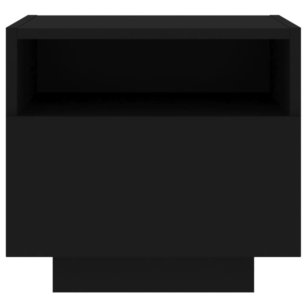 Nattbord med LED svart 40x39x37 cm