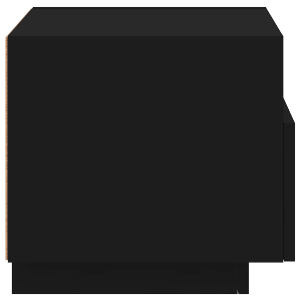 Nattbord med LED svart 40x39x37 cm