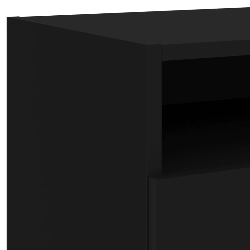Nattbord med LED svart 40x39x37 cm