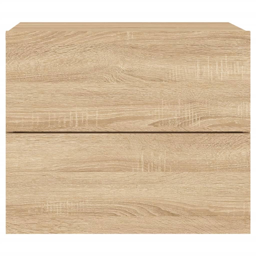 Vegghengt nattbord med LED-lys sonoma eik