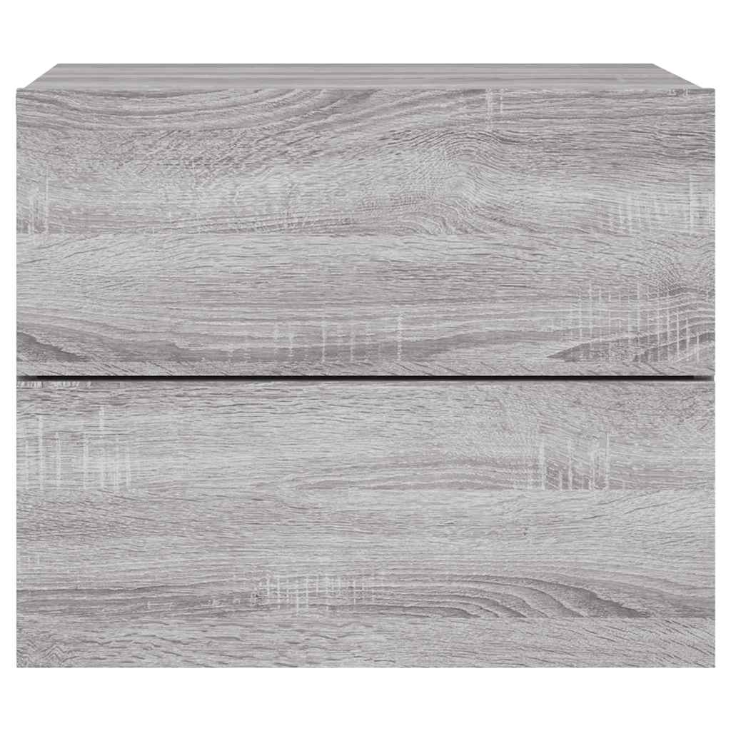 Vegghengte nattbord med LED-lys 2 stk grå sonoma