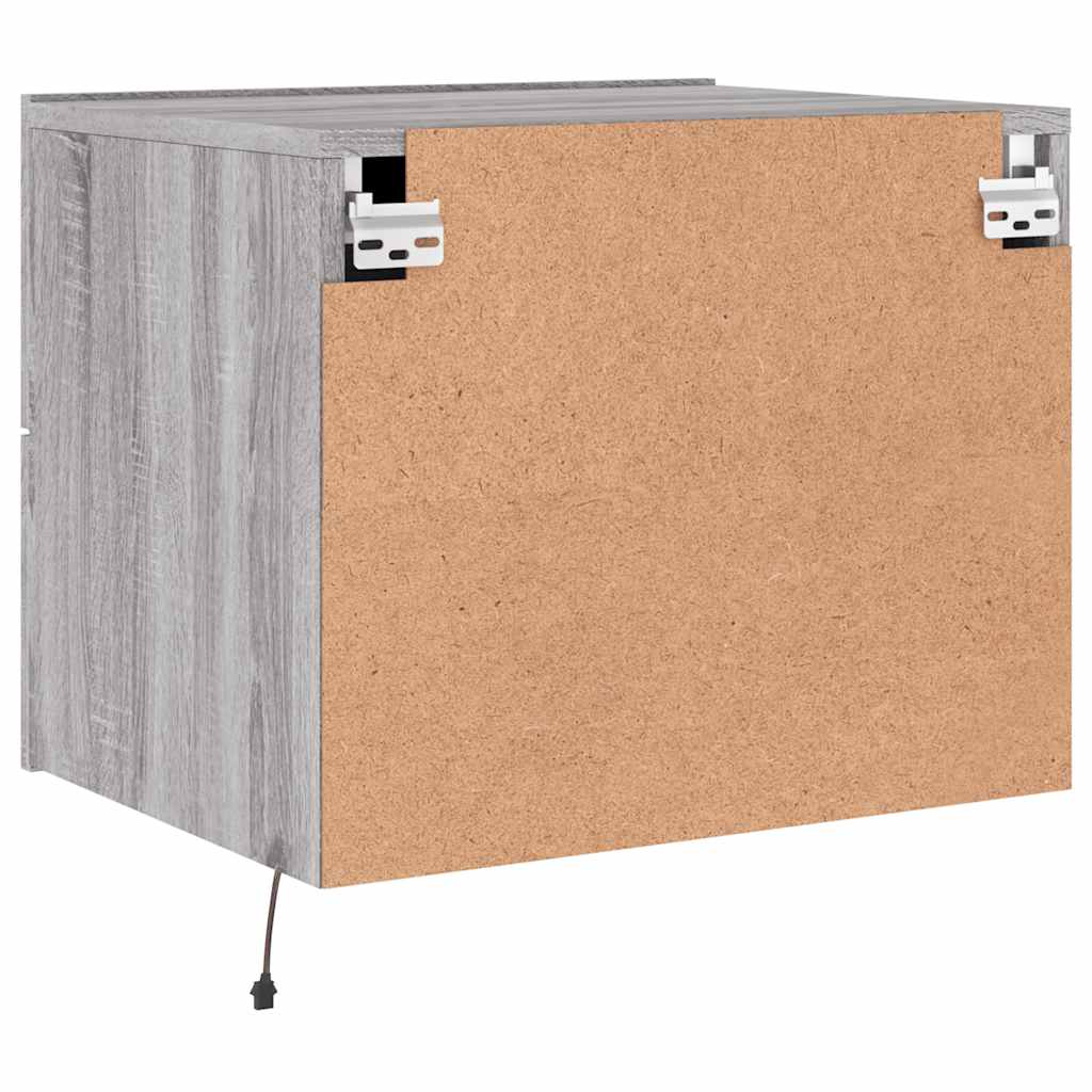 Vegghengte nattbord med LED-lys 2 stk grå sonoma