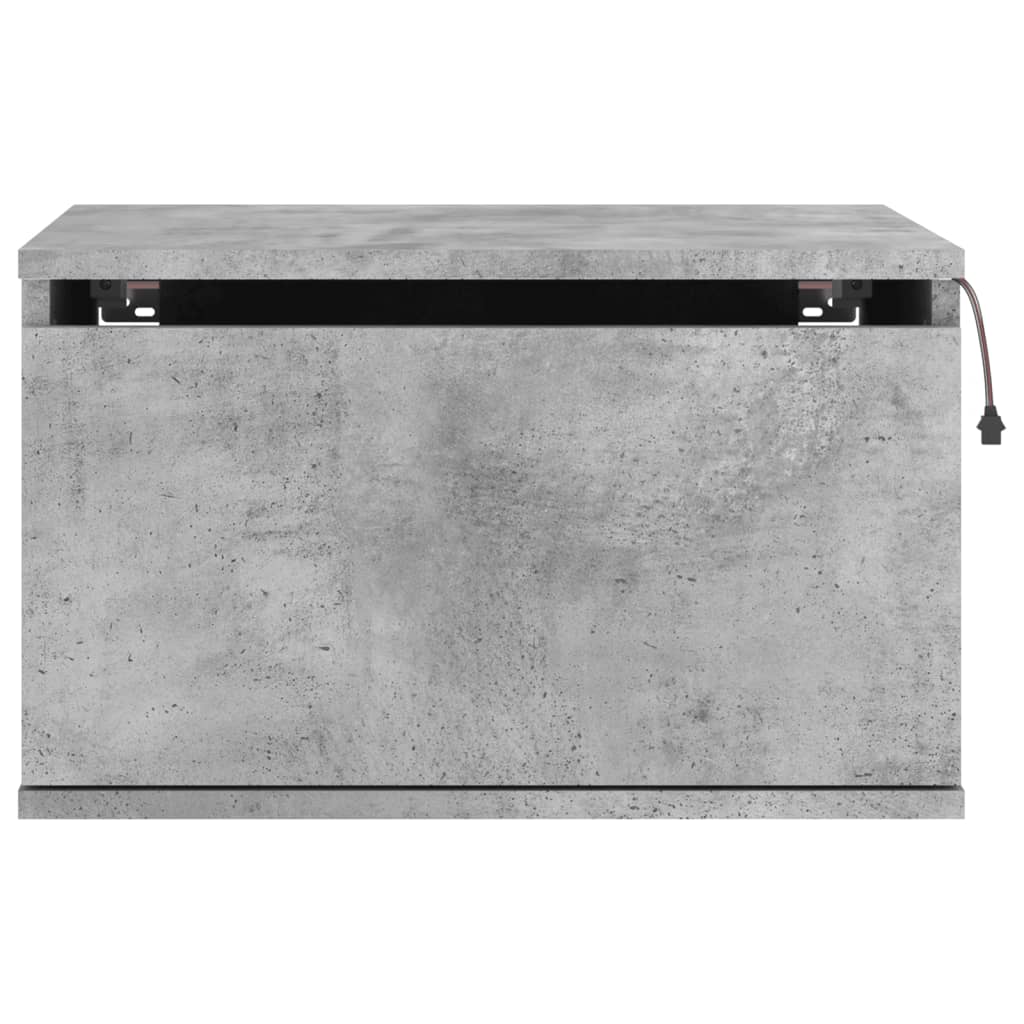 Vegghengt nattbord med LED-lys betonggrå