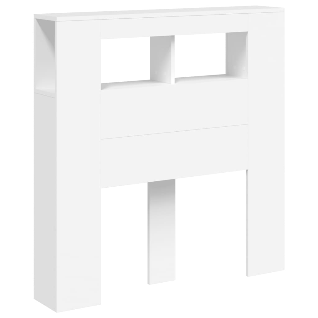Sengegavl med LED hvit 100x18,5x103,5 cm konstruert tre