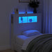 Sengegavl med LED hvit 100x18,5x103,5 cm konstruert tre