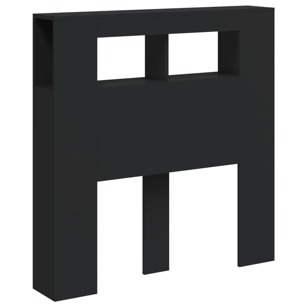 Sengegavl med LED svart 100x18,5x103,5 cm konstruert tre