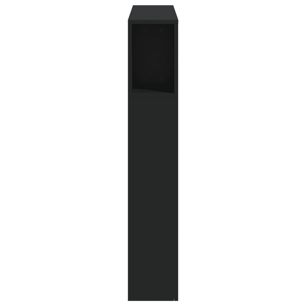 Sengegavl med LED svart 100x18,5x103,5 cm konstruert tre