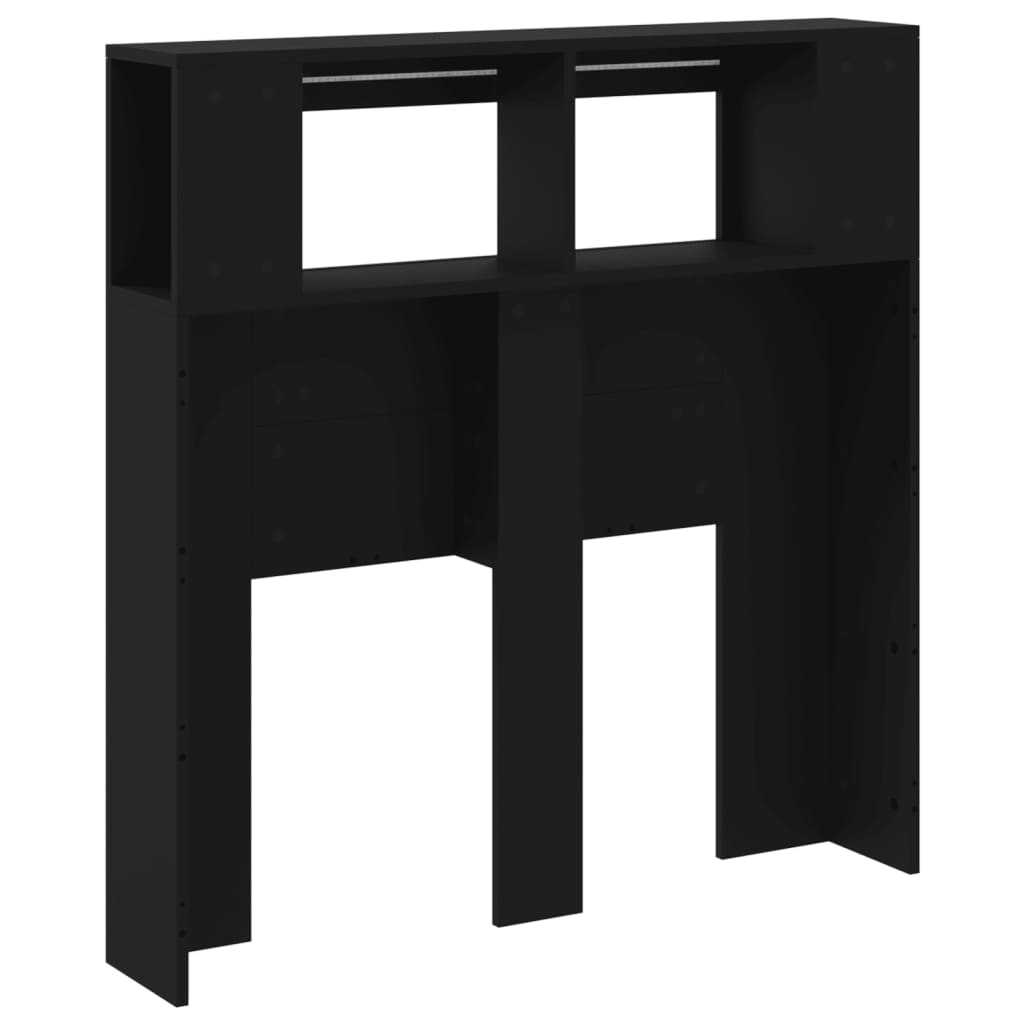 Sengegavl med LED svart 100x18,5x103,5 cm konstruert tre