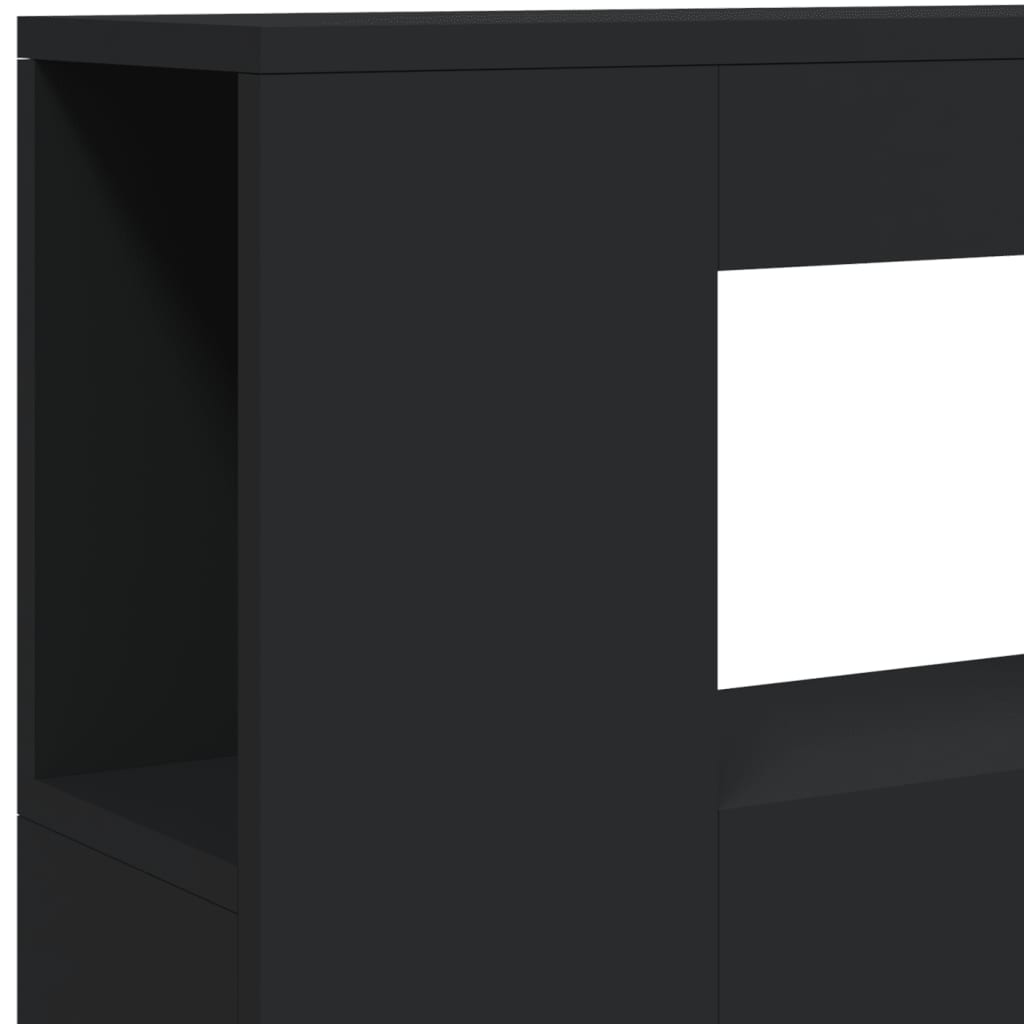 Sengegavl med LED svart 100x18,5x103,5 cm konstruert tre